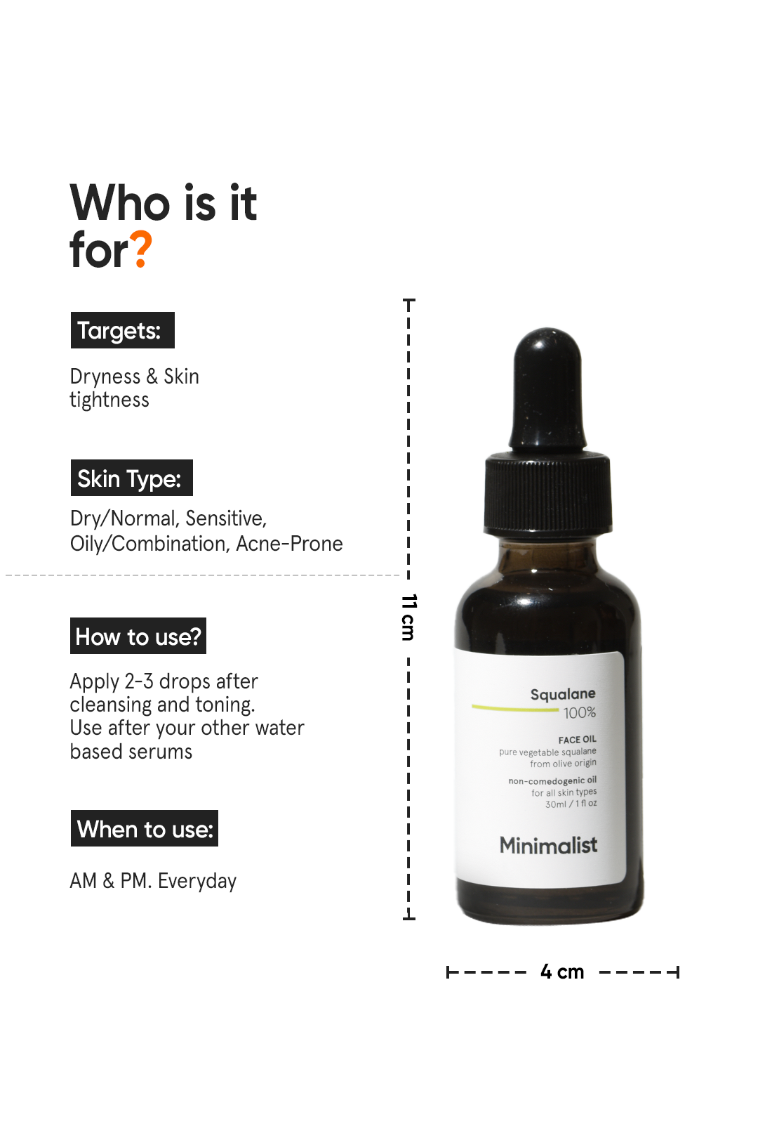 Minimalist Squalane 100% Face Oil for Lightweight Skin Hydration