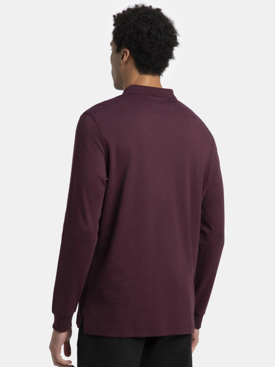 Jockey Men's Super Combed Cotton Rich Full Sleeve Polo T-Shirt with Ribbed Cuffs