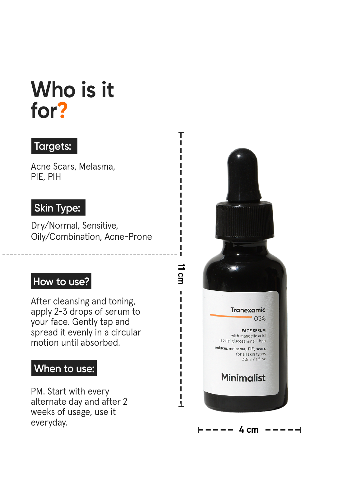 Minimalist 3% Tranexamic Acid Serum for Melasma and Acne Scars