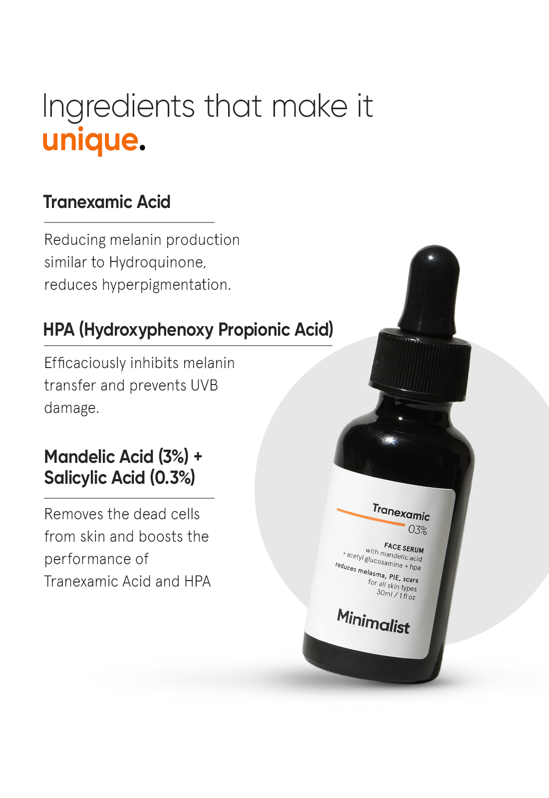 Minimalist 3% Tranexamic Acid Serum for Melasma and Acne Scars