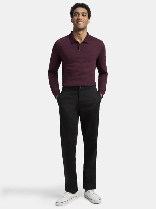 Jockey Men's Super Combed Cotton Rich Full Sleeve Polo T-Shirt with Ribbed Cuffs