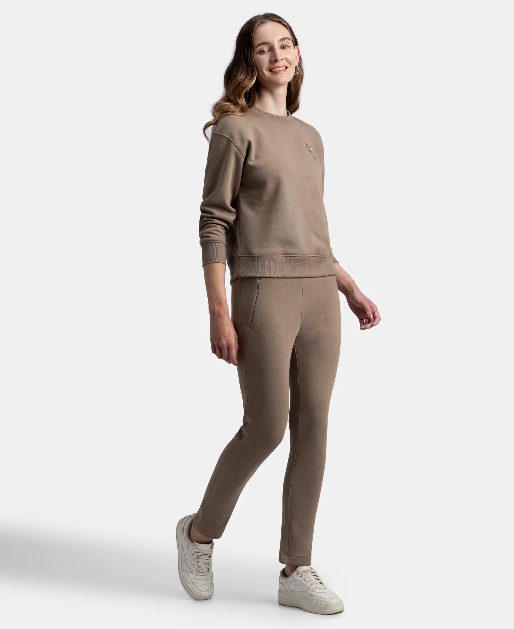 Jockey Super Combed Cotton Rich Fleece Straight Fit Trackpants, Zipper Pockets