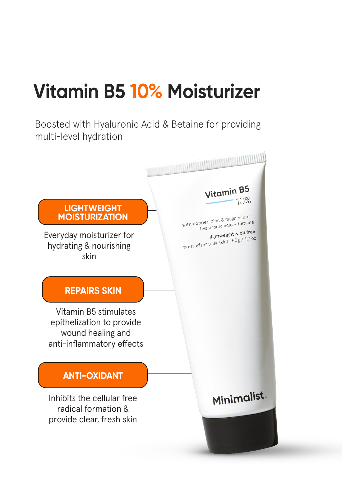 Minimalist Vitamin B5 10% Lightweight Oil-Free Face Moisturizer Repair Cream