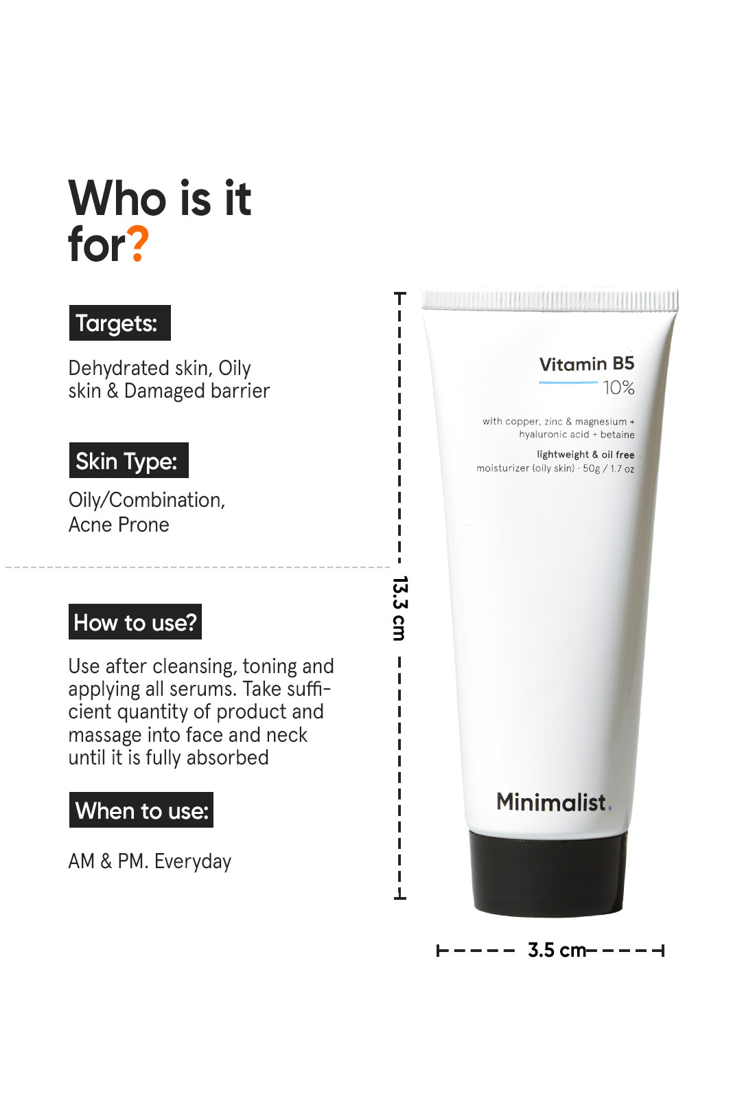 Minimalist Vitamin B5 10% Lightweight Oil-Free Face Moisturizer Repair Cream
