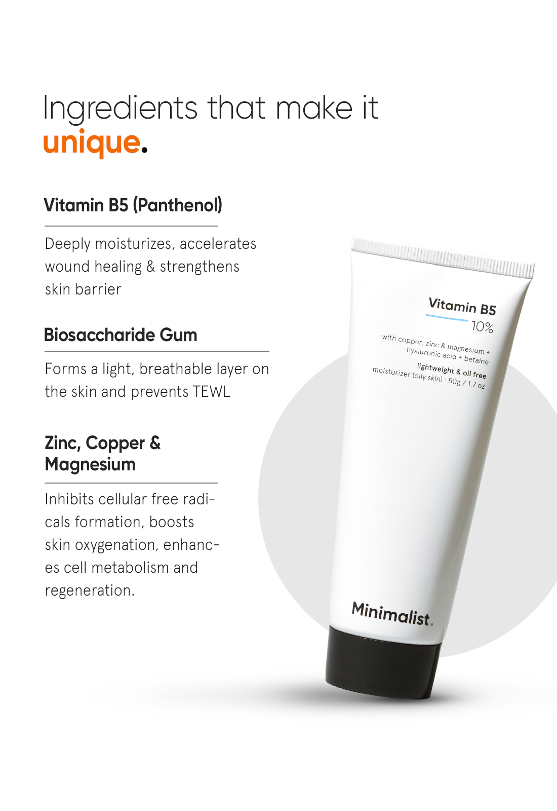 Minimalist Vitamin B5 10% Lightweight Oil-Free Face Moisturizer Repair Cream