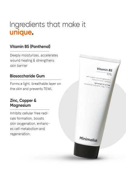 Minimalist Vitamin B5 10% Lightweight Oil-Free Face Moisturizer Repair Cream