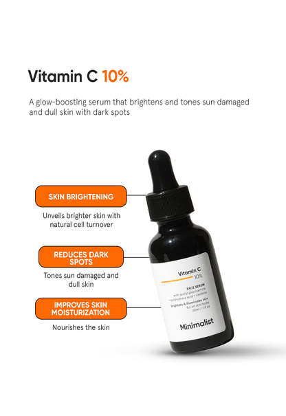 Minimalist Vitamin C 10% Face Serum for Brighter Glowing Skin