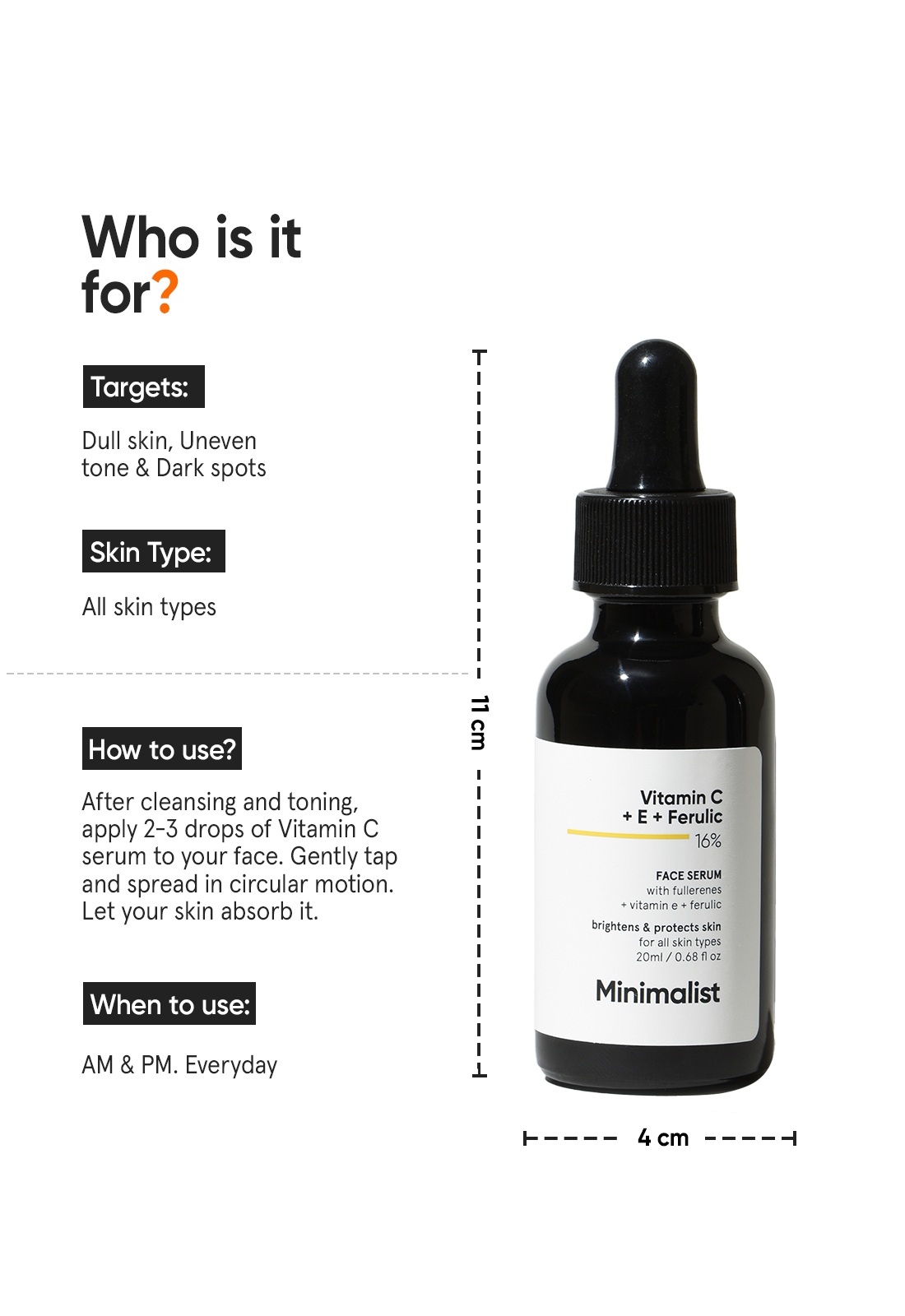 Minimalist Vitamin C + E + Ferulic 16% Brightening Face Serum for Glow
