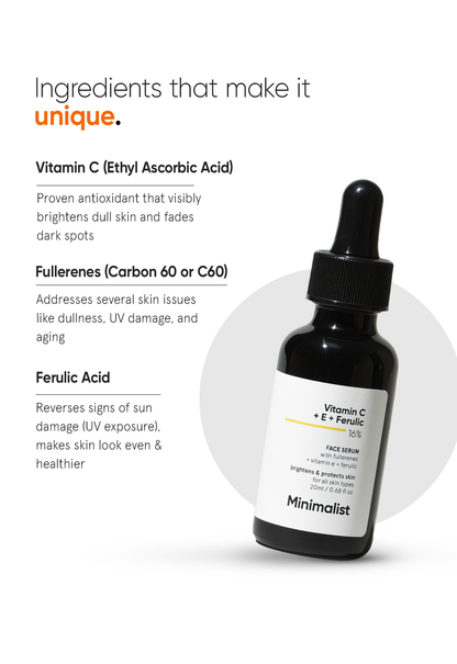 Minimalist Vitamin C + E + Ferulic 16% Brightening Face Serum for Glow