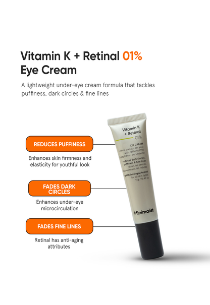 Minimalist Vitamin K Retinal Under Eye Cream for Dark Circles