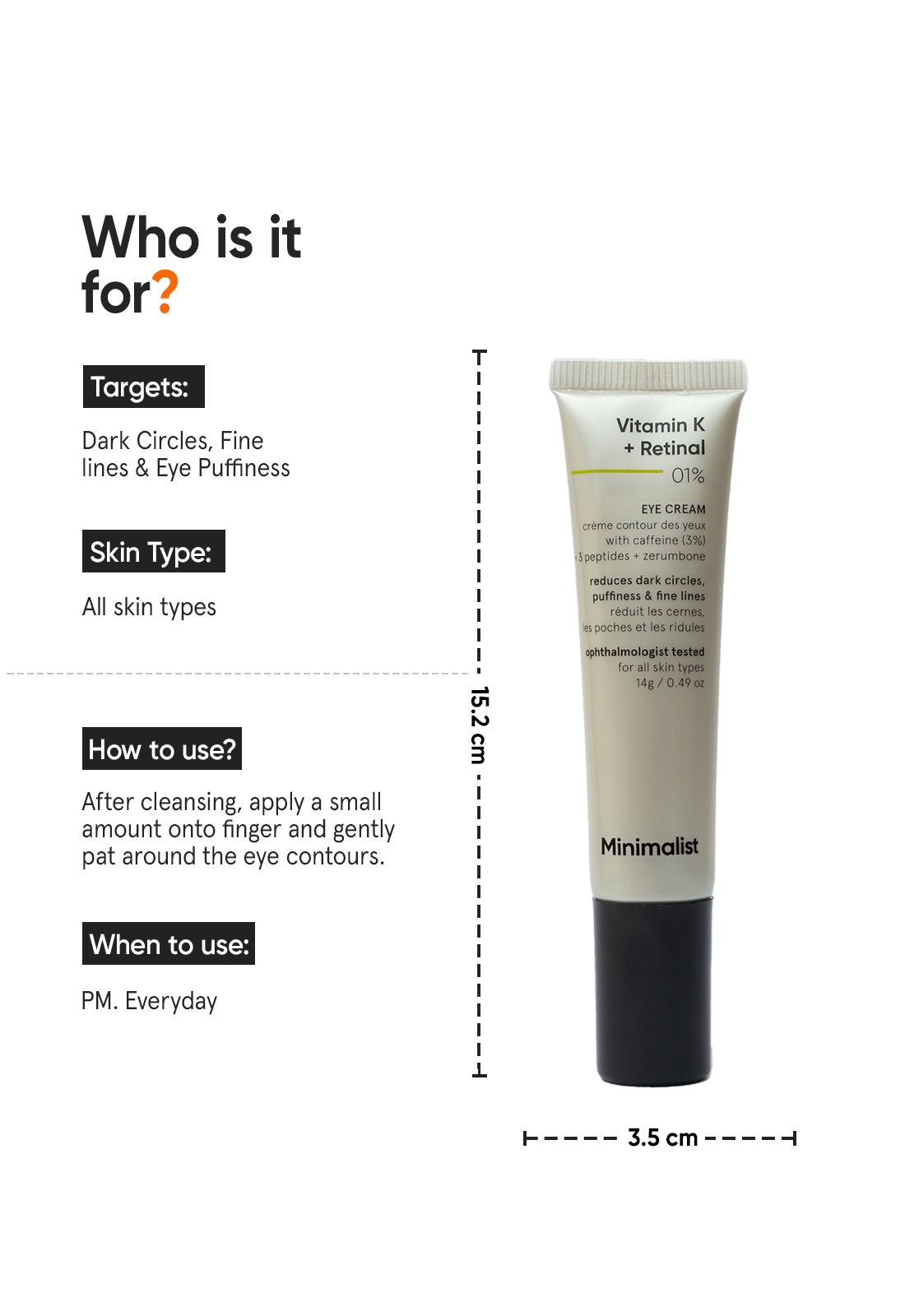 Minimalist Vitamin K Retinal Under Eye Cream for Dark Circles
