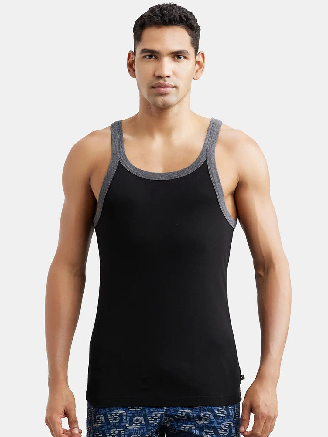 Jockey Men's Super Combed Cotton Rib Square Neck Sleeveless Gym Vest