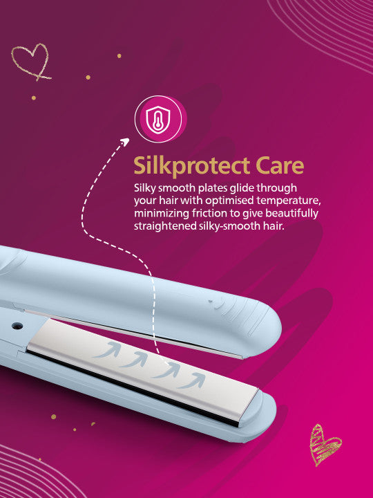 Philips SilkProtect Keratin Infused Travel Hair Straightener Light Blue