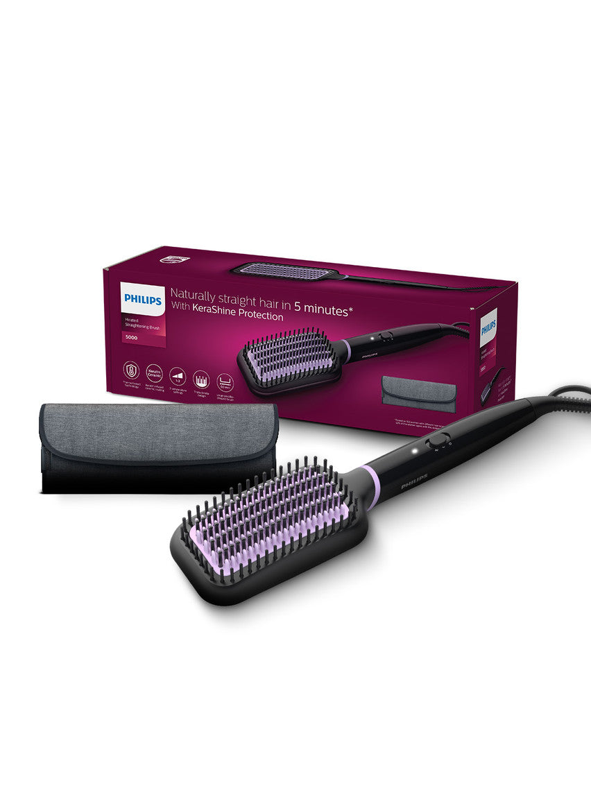Philips BHH896/10 Kerashine Care Hair Straightener Brush in Black