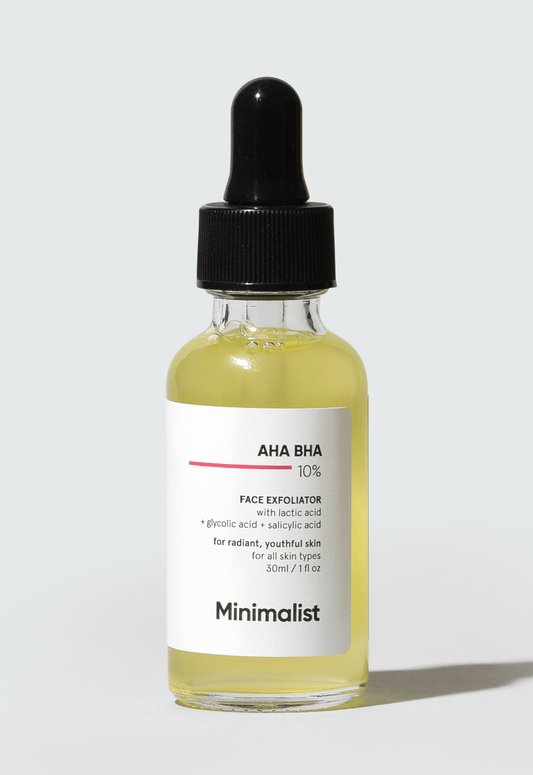 Minimalist AHA BHA 10% Gentle Face Exfoliator Serum for Glow