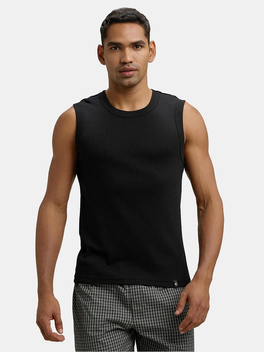 Jockey Men's Super Combed Cotton Ribbed Round Neck Muscle Regular Fit Vest 9930