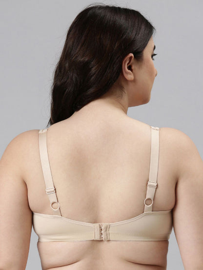 Enamor Non-Padded Wirefree Full Coverage Plush Comfort Side Support Bra F024 Beige