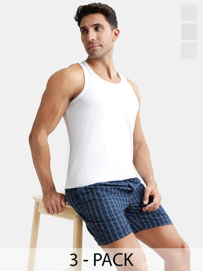 Jockey Men's Pack of 3 Super Combed Cotton Round Neck Sleeveless Vests