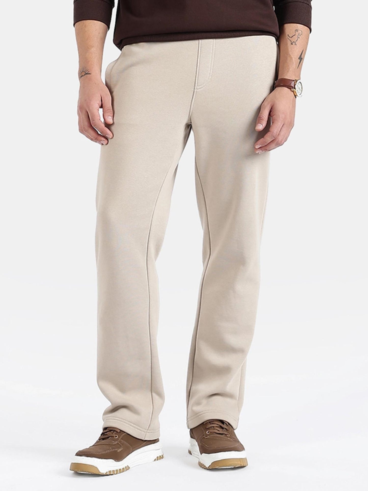 Jockey UM78 Men's Super Combed Cotton Rich Fleece Trackpants - Pure Cashmere Beige