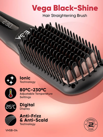 VEGA Women Hair Straightener Brush with Ionic and ThermoProtect Technology
