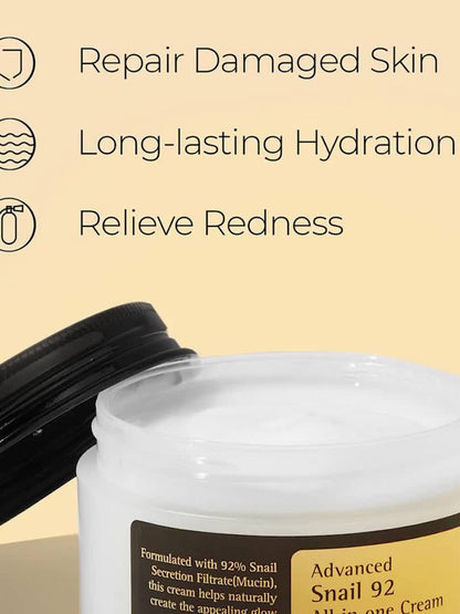 COSRX Advanced Snail 92 All-in-One Cream: 92% Snail Mucin, Intense Hydration & Repair