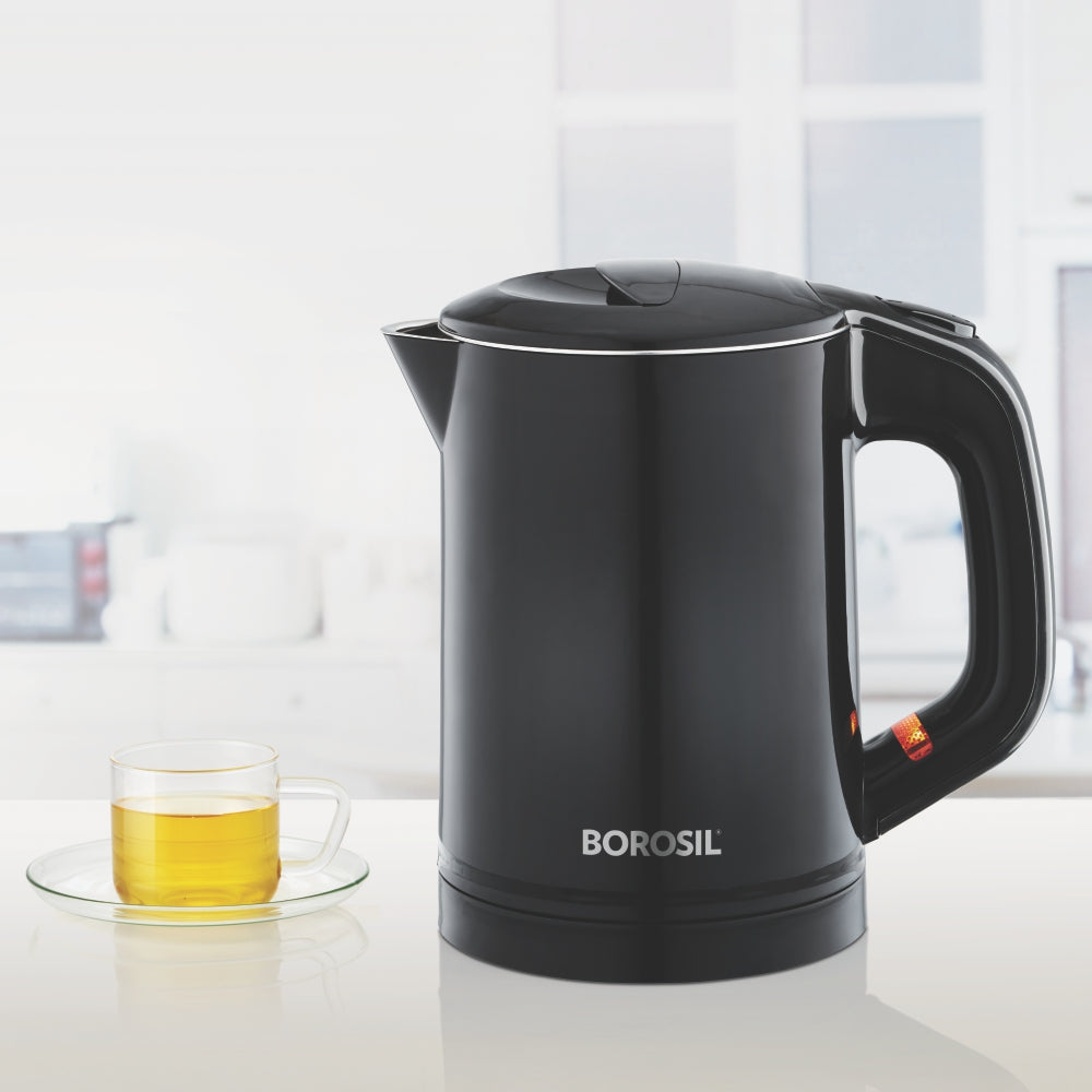 Borosil Eva Stainless Steel Cooltouch Electric Kettle, 0.6 Quart Quick Boil