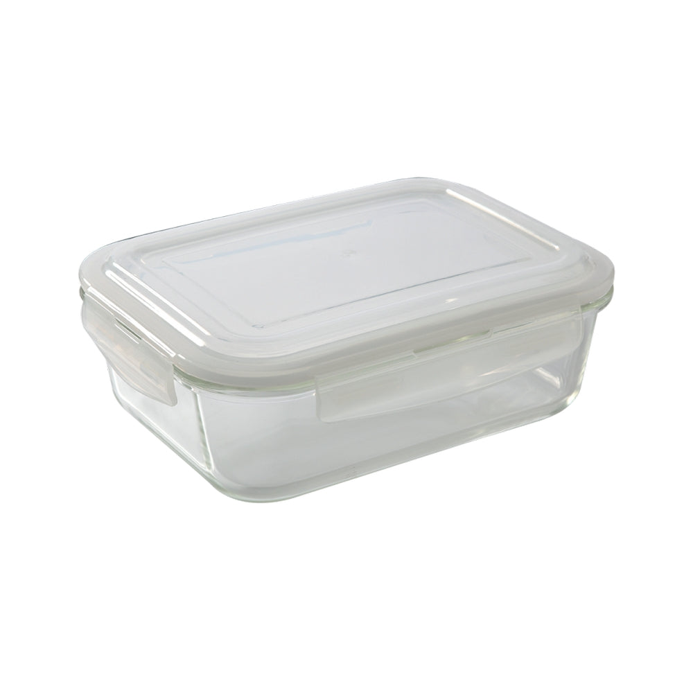 Borosil Blue Glass Lunchbox Set 370ml Rectangular Microwave Safe