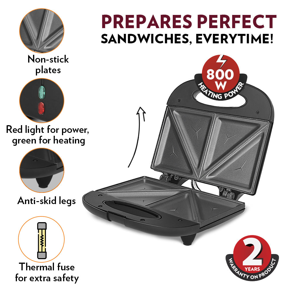 Borosil Klassy Stainless Steel Non-Stick Sandwich Maker for Quick Meals