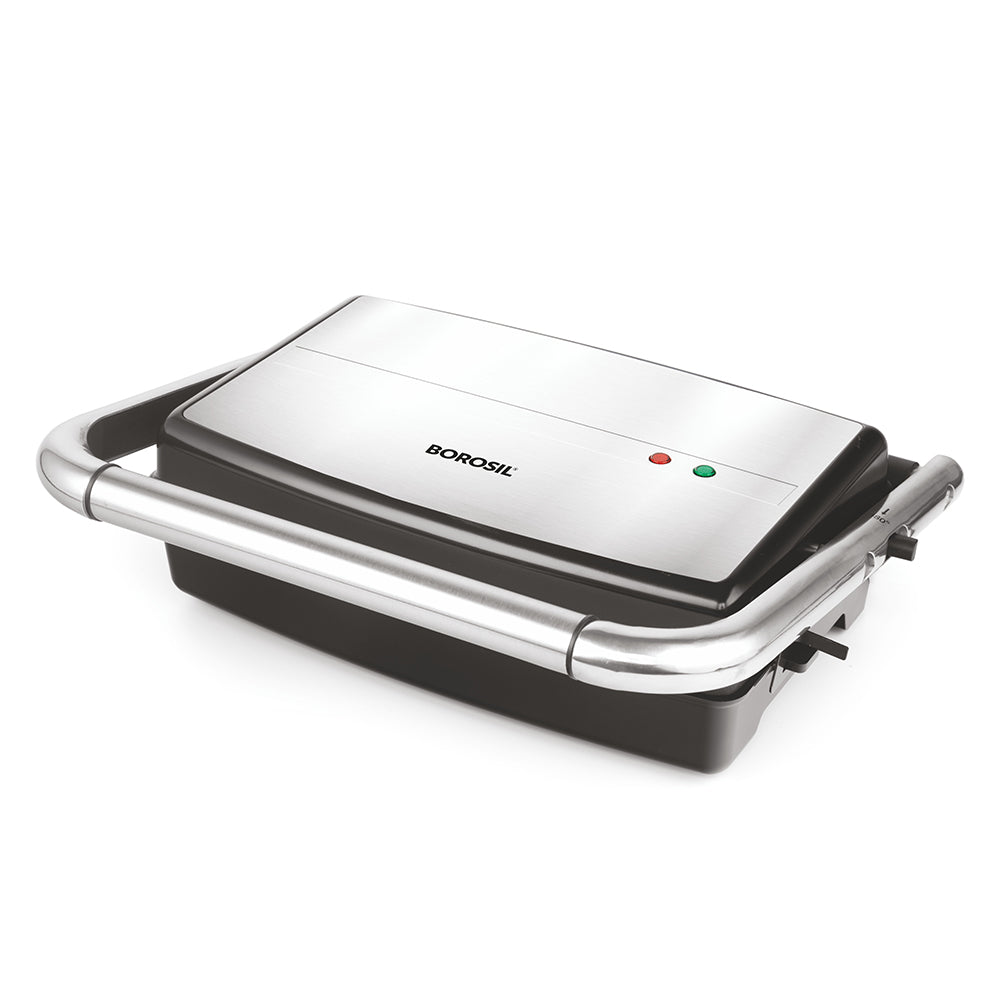 Borosil Jumbo 180° Grill Sandwich Maker with Non-Stick Plates and Floating Hinge