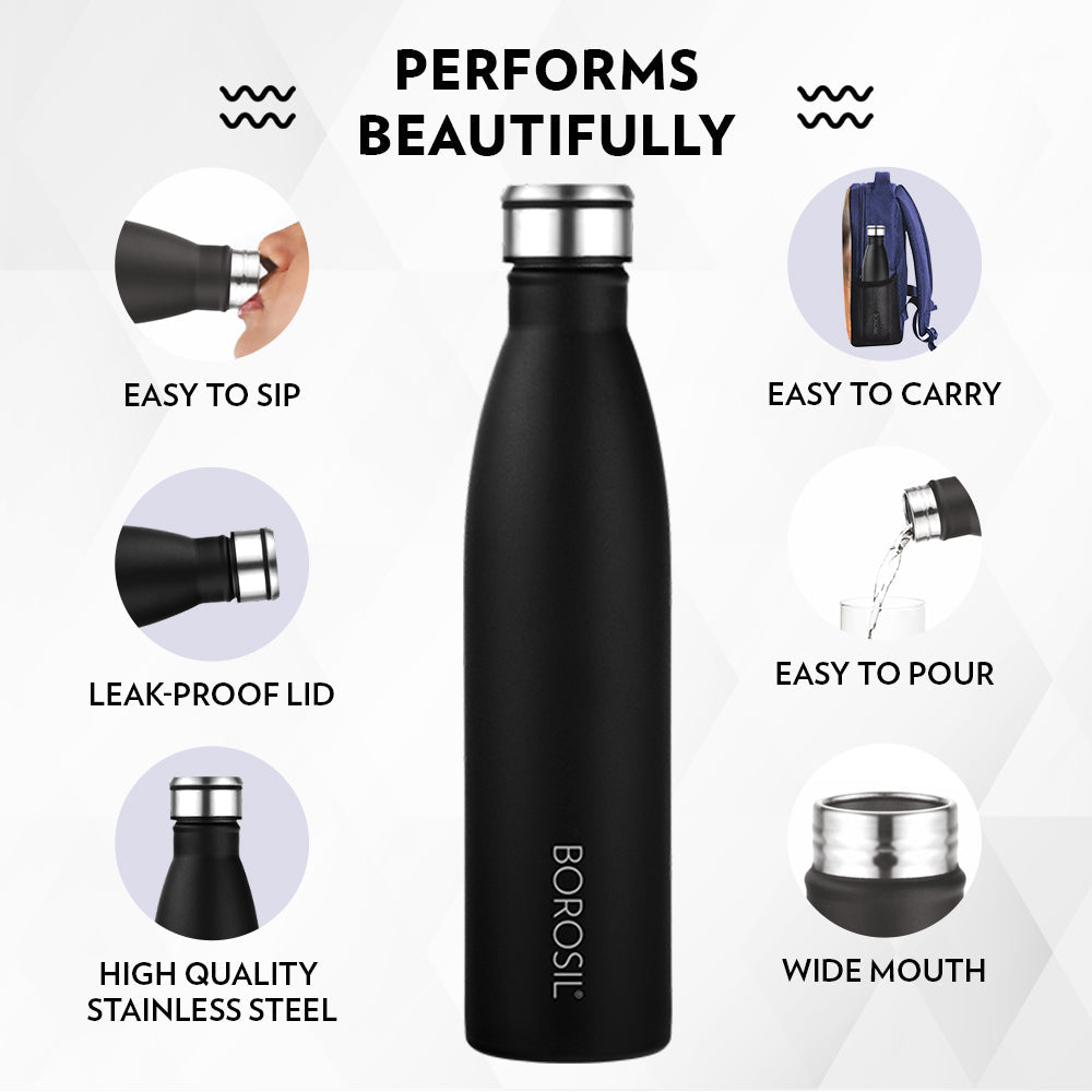 Borosil Fresh 900ml Stainless Steel Leak Proof Water Bottle