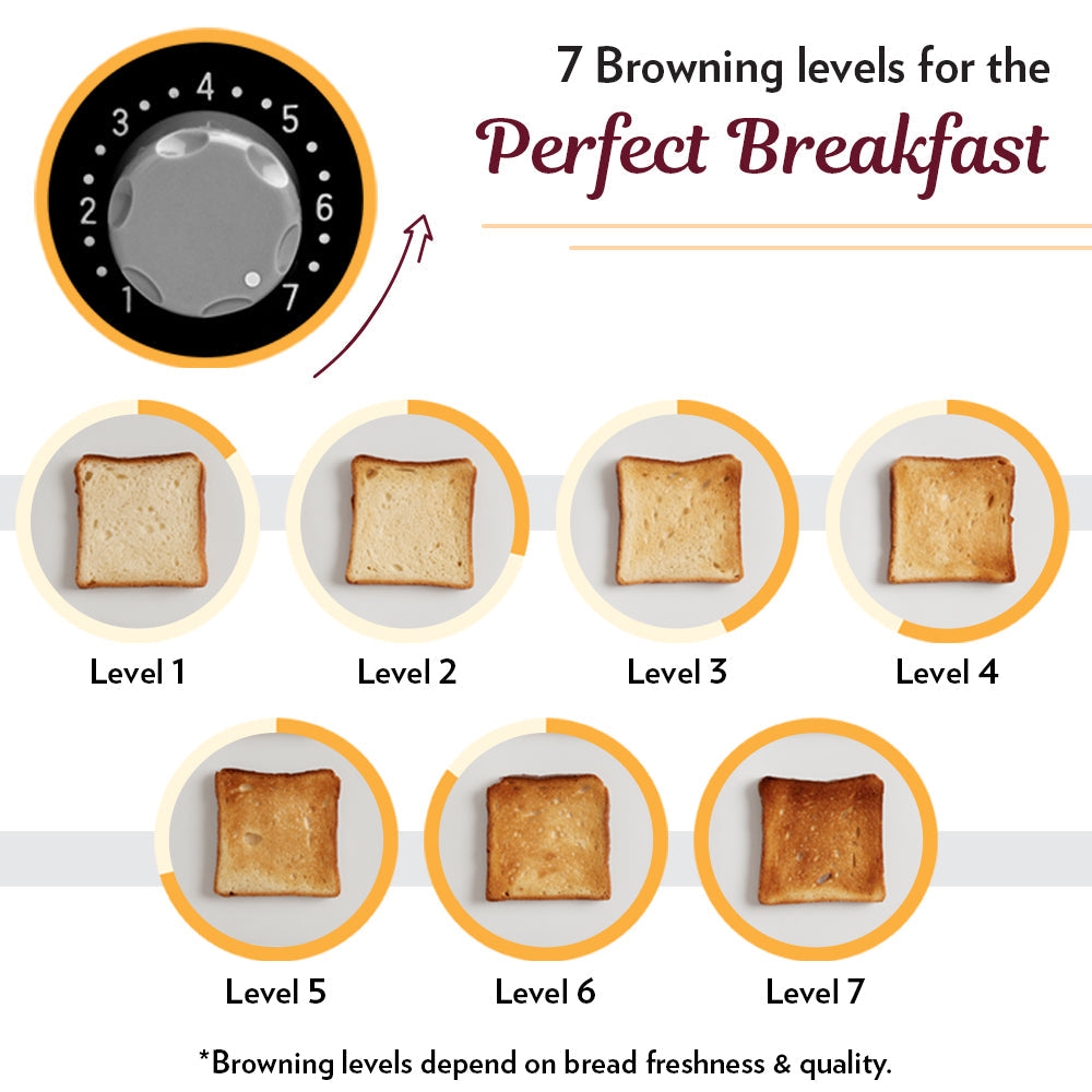 Borosil Krispy Pop-Up Toaster: Black, Wide Slots, 7 Browning, Easy Clean