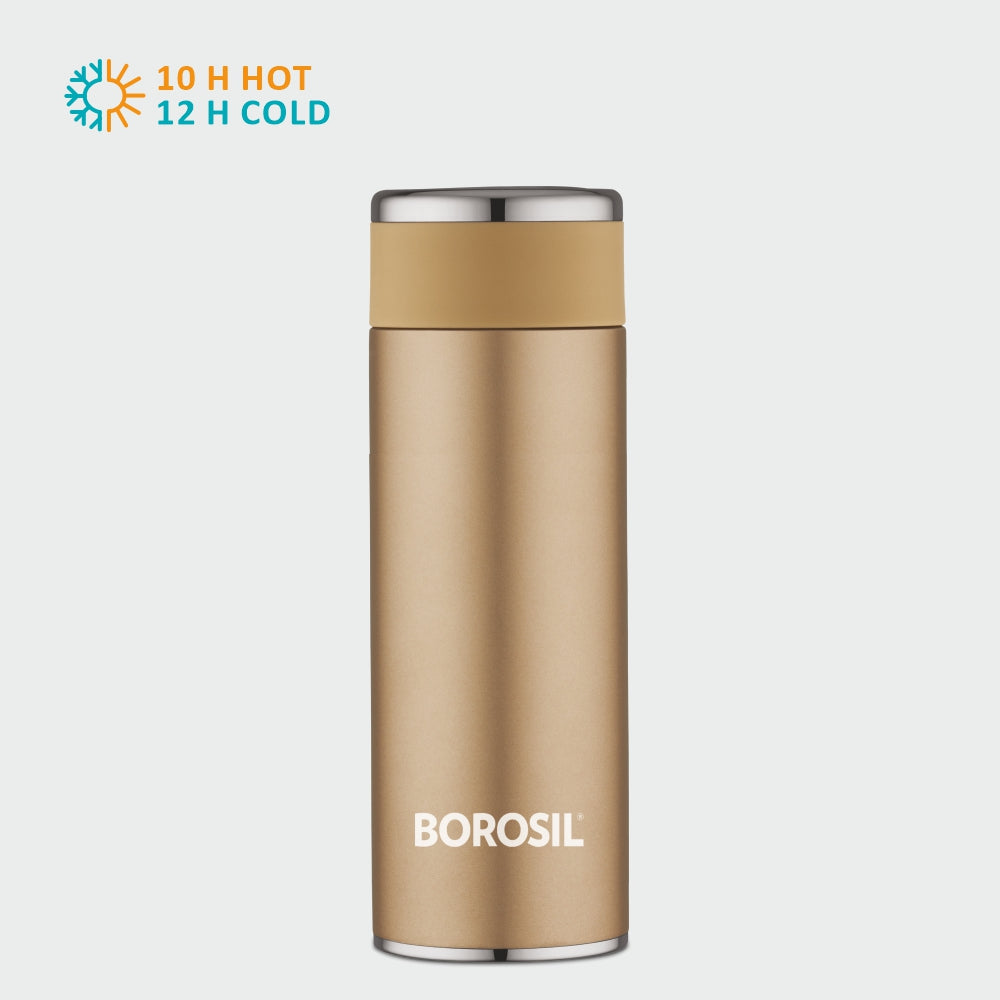 Borosil Travelsmart Rose Gold Insulated Stainless Steel Water Bottle 260ml