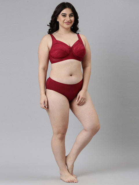 Enamor Full Coverage Wirefree Lace Lift Bra for Women, Non-Padded Support