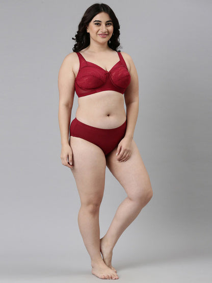 Enamor Full Coverage Wirefree Lace Lift Bra for Women, Non-Padded Support