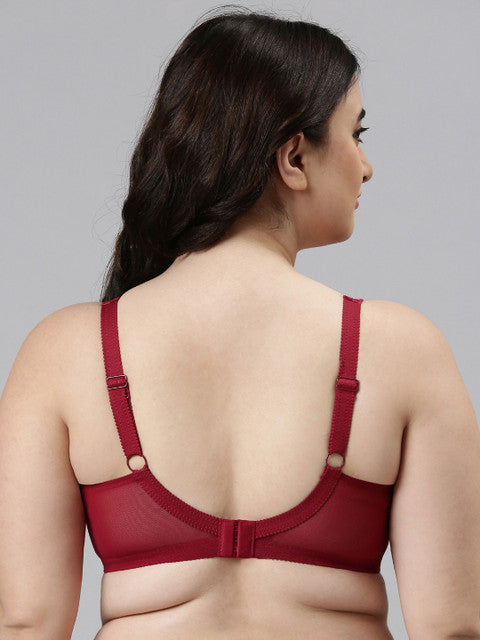 Enamor Full Coverage Wirefree Lace Lift Bra for Women, Non-Padded Support