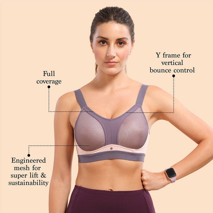 Enamor Full Coverage Wirefree High-Impact Sports Bra for Women, Lightly Padded