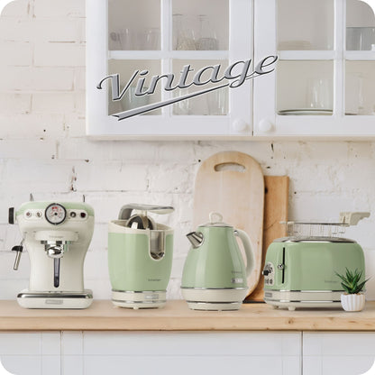 Ariete Vintage Espresso Coffee Machine Green, 15 Bar Pump, Maxi-Cappuccino Device