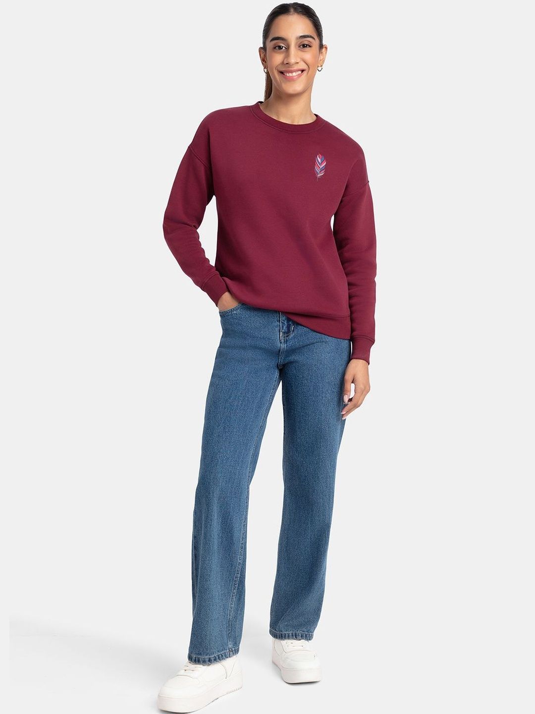 Jockey Super Combed Cotton Rich Fleece Fabric Sweatshirt with Drop Shoulder Styling U109