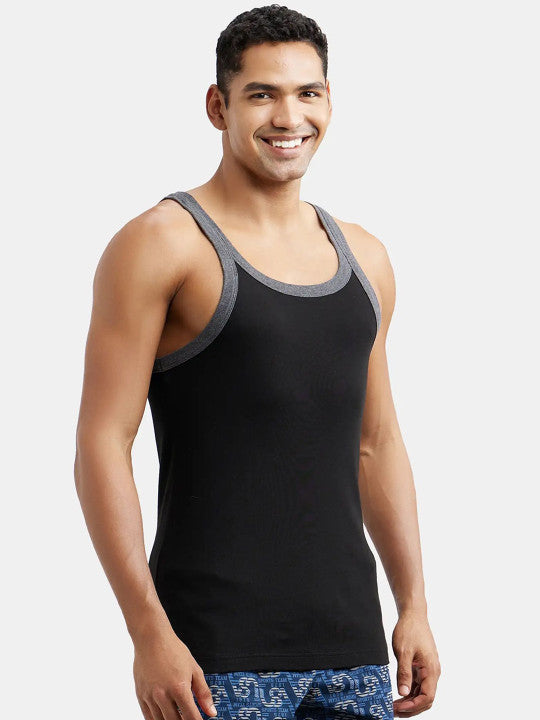 Jockey Men's Super Combed Cotton Rib Square Neck Sleeveless Gym Vest
